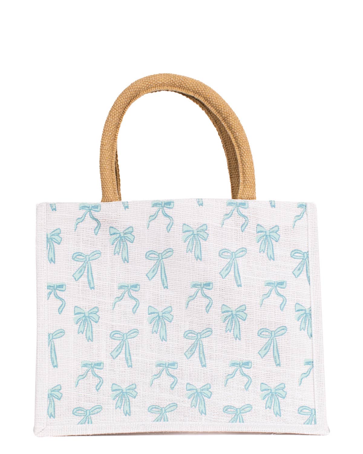 Hannah Bow Gift Tote White/Light Blue 12x10x8