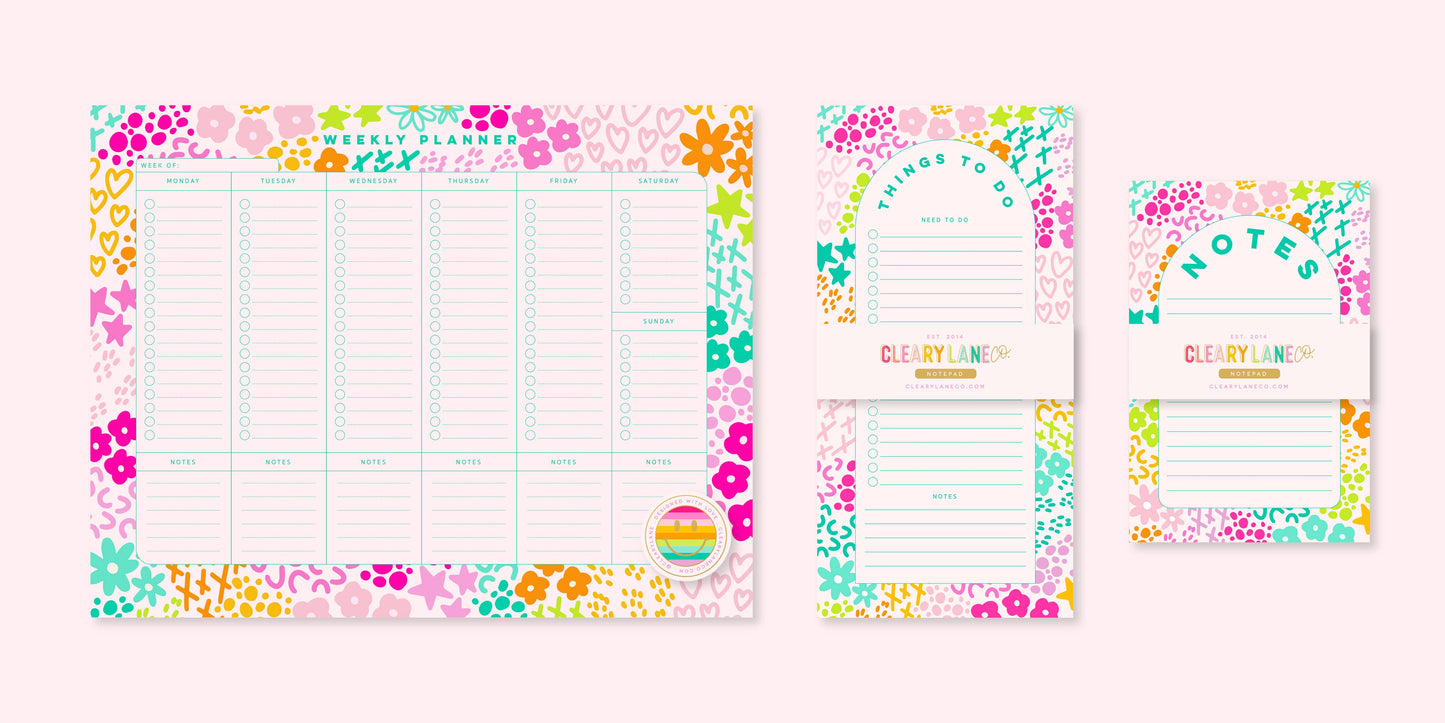 Notepad | 4"x6" | Pink Rainbow Garden