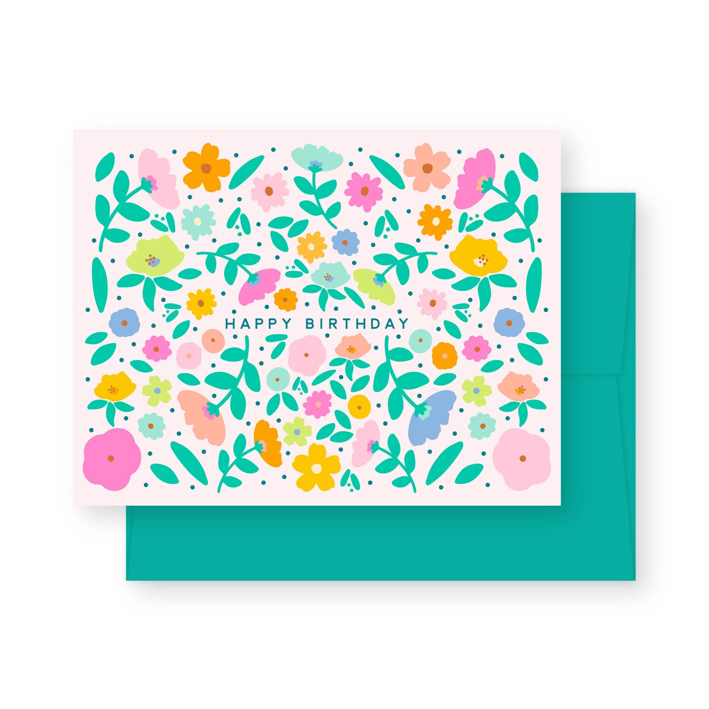 Blush Rainbow Meadows Birthday Greeting Card