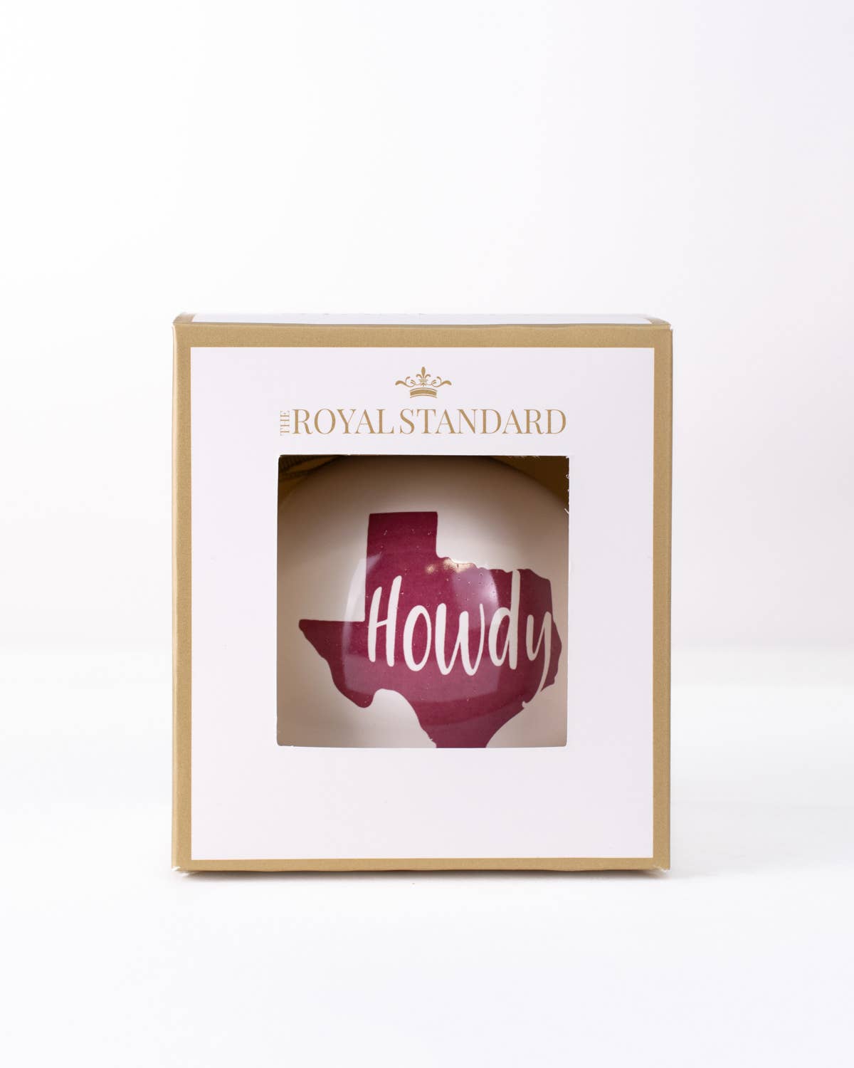 Howdy Ball Ornament White/Maroon 3.5"