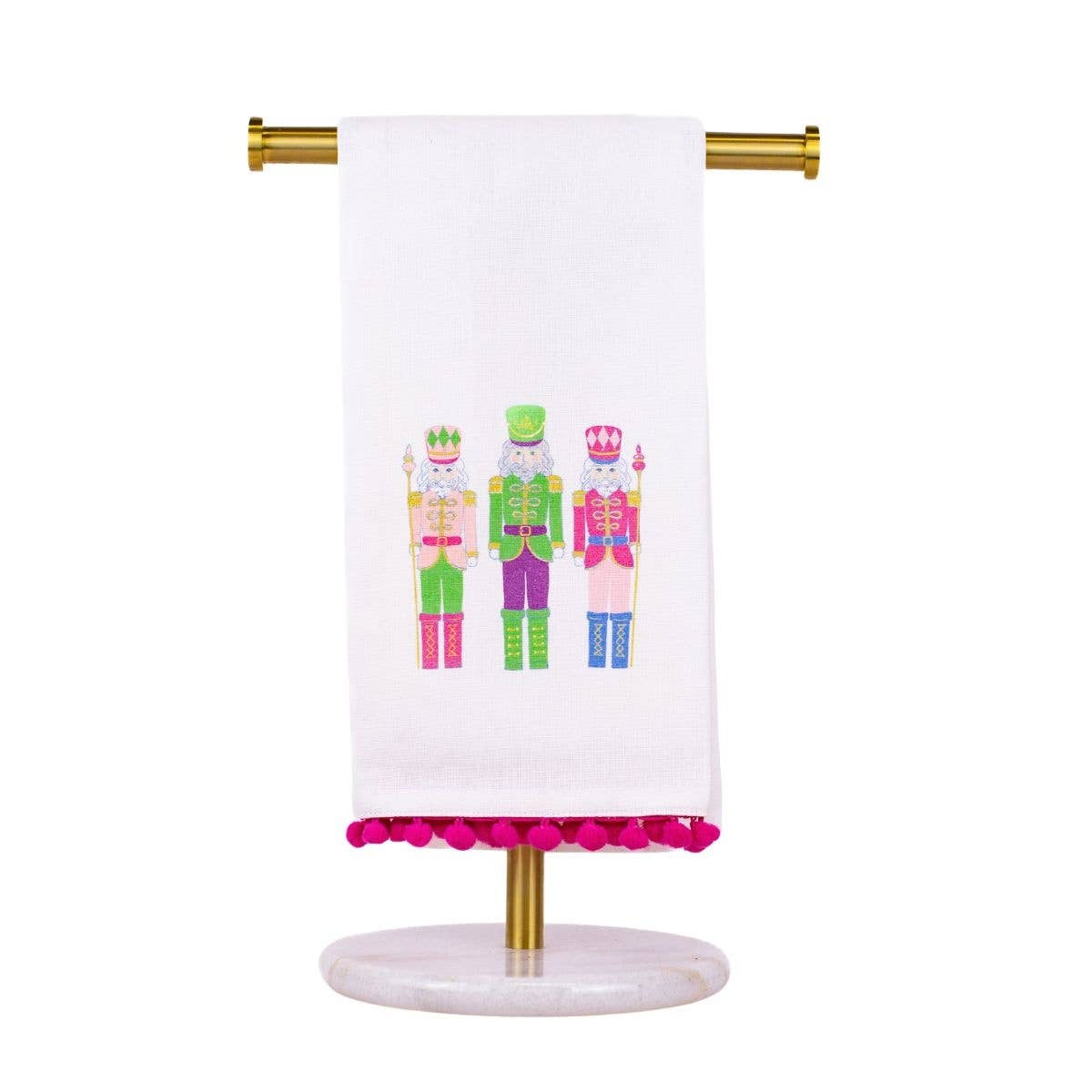 Candy Nutcracker Pom Pom Hand Towel White/Multi 20x28
