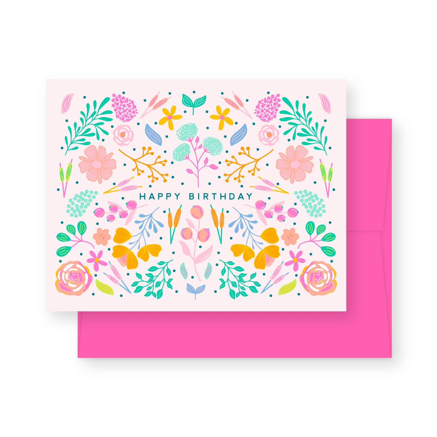 Blush Rainbow Forest Birthday Greeting Card