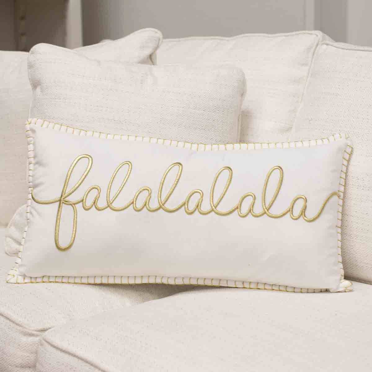 Falalalala Pillow Cream/Gold 24x13