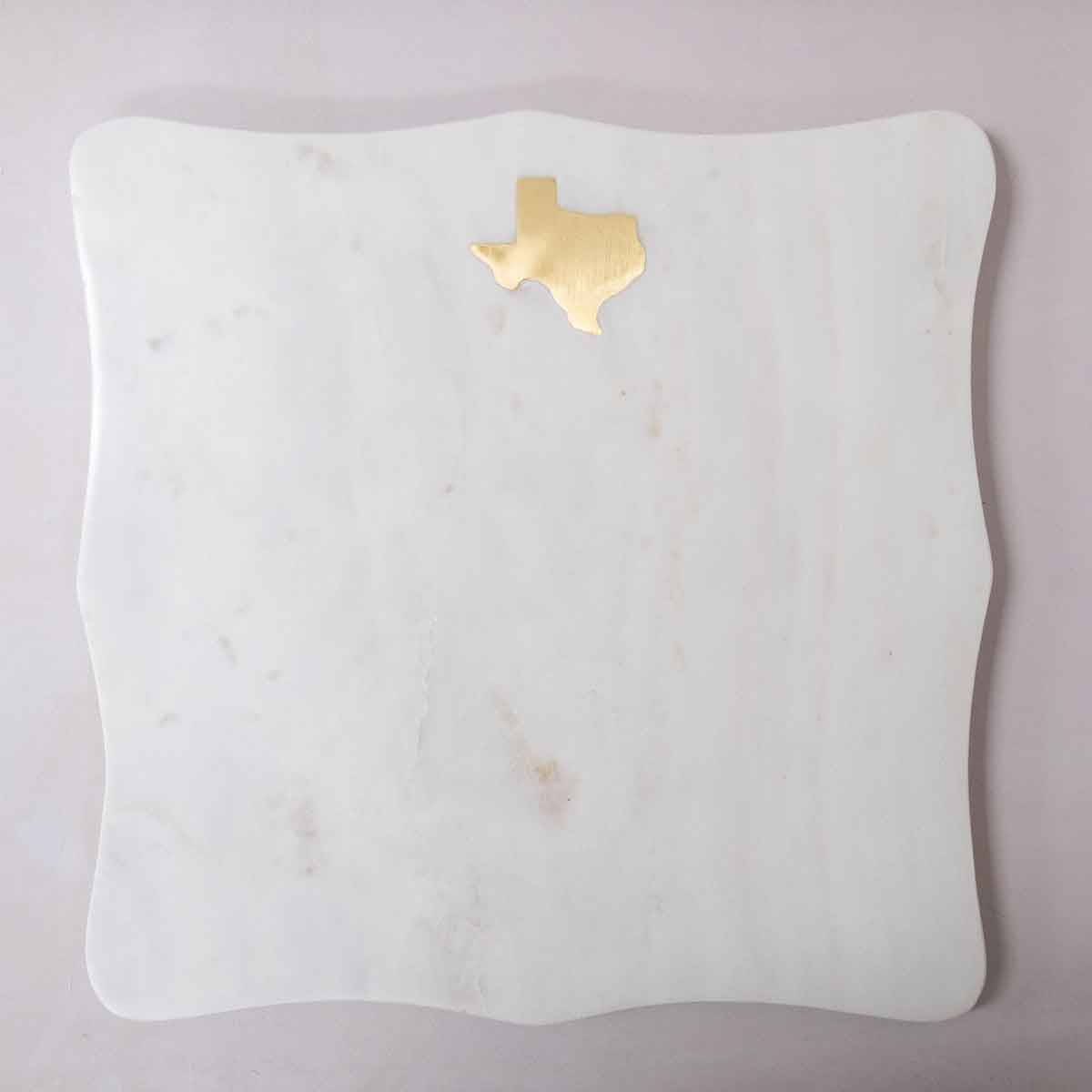 Texas Marble Serving Board White/Brass 12x12