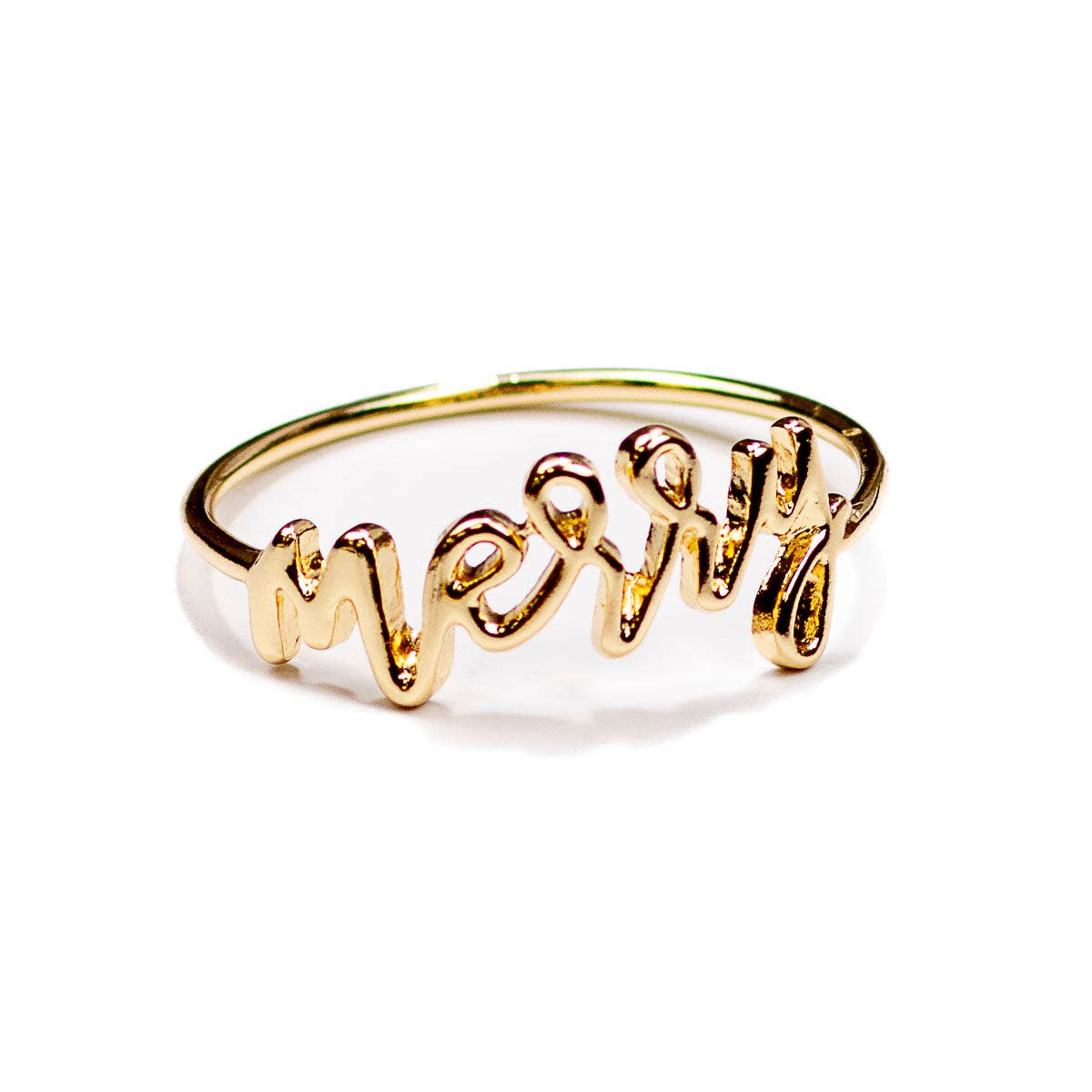 Merry Napkin Ring Gold 2"