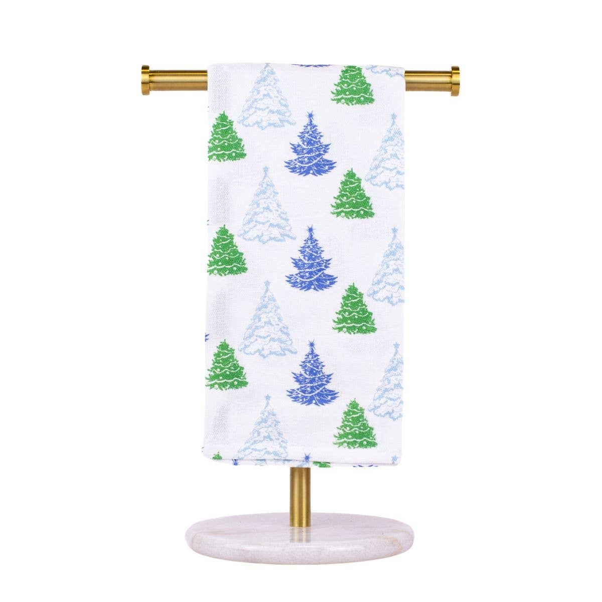 Evergreen Dreams Hand Towel White/Blue/Green 20x28