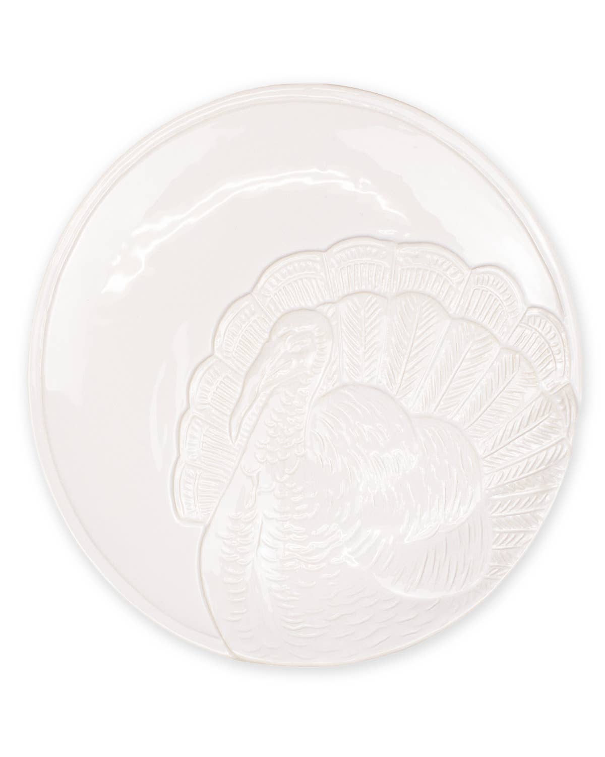Turkey Embossed Round Platter White 11.5"
