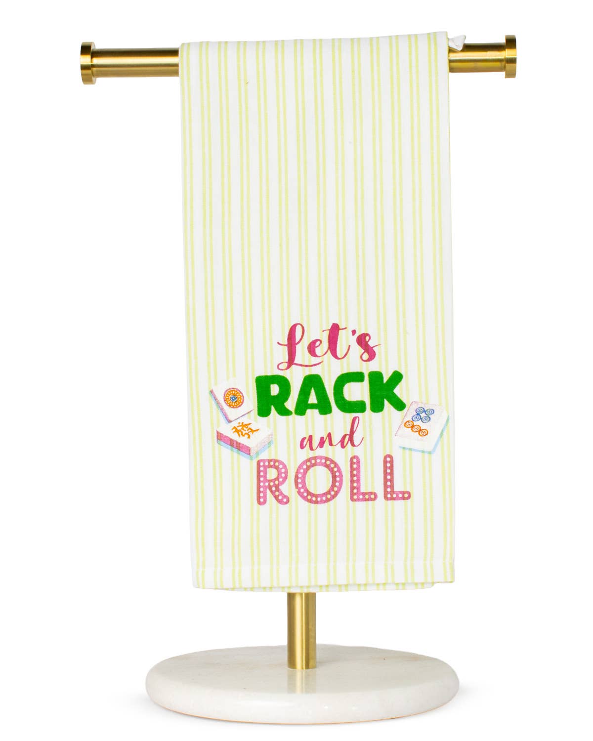 Let's Rack and Roll Hand Towel Green/Pink 20x28