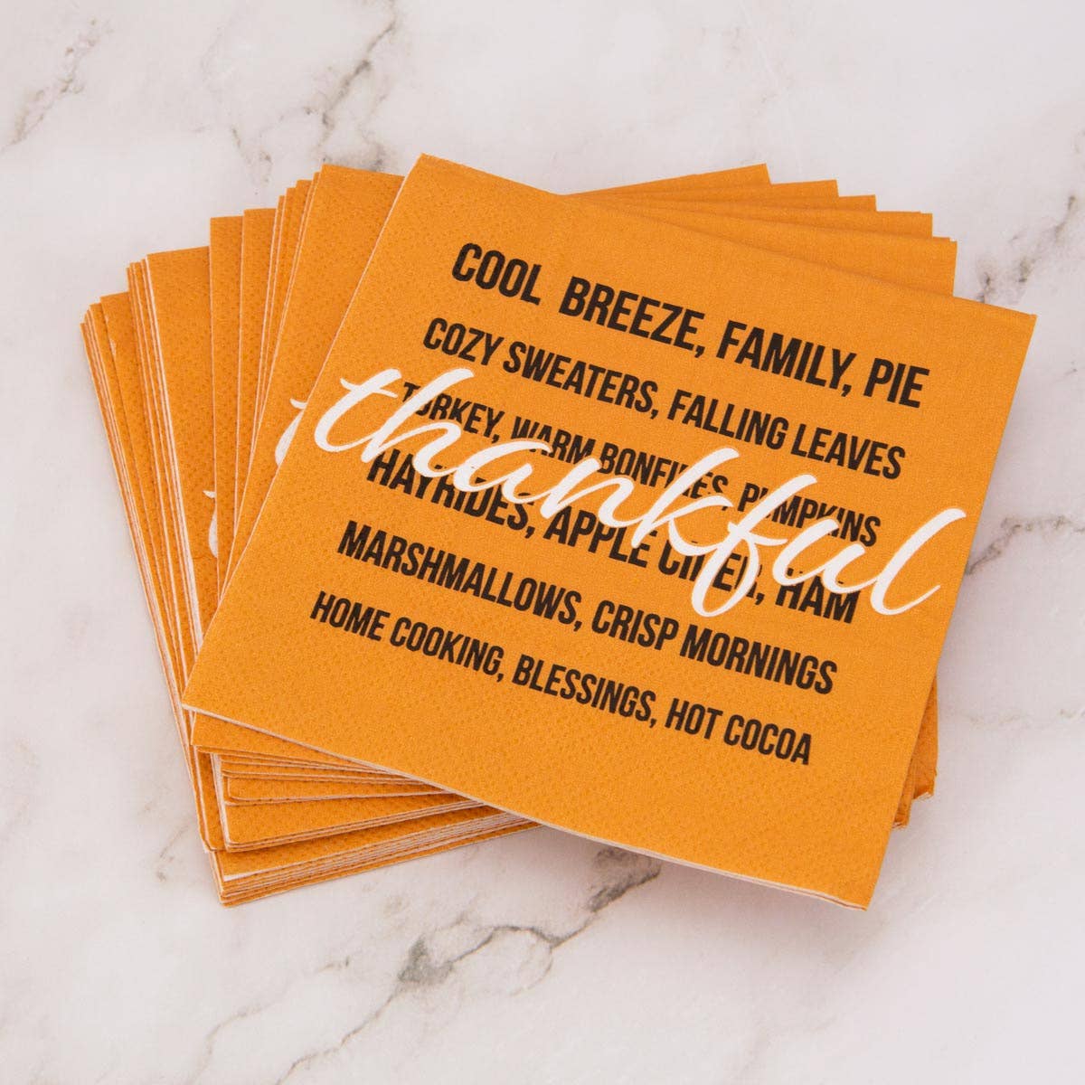 Thankful Cocktail Napkins Orange/Black/White 5x5