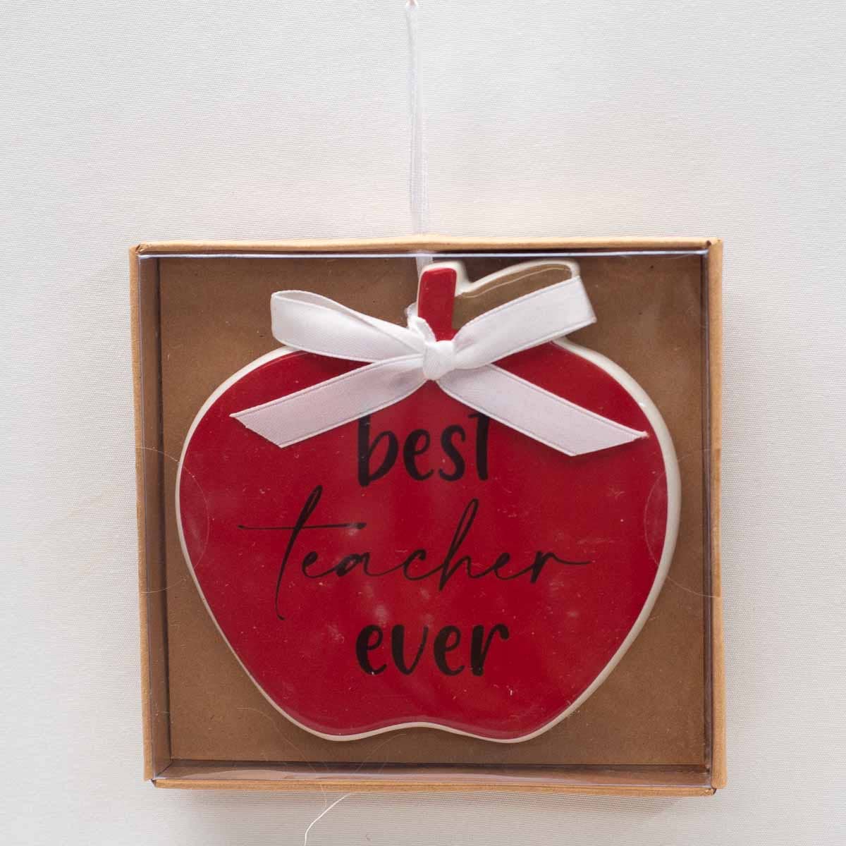 Best Teacher Ever Ornament Red/Black 4"