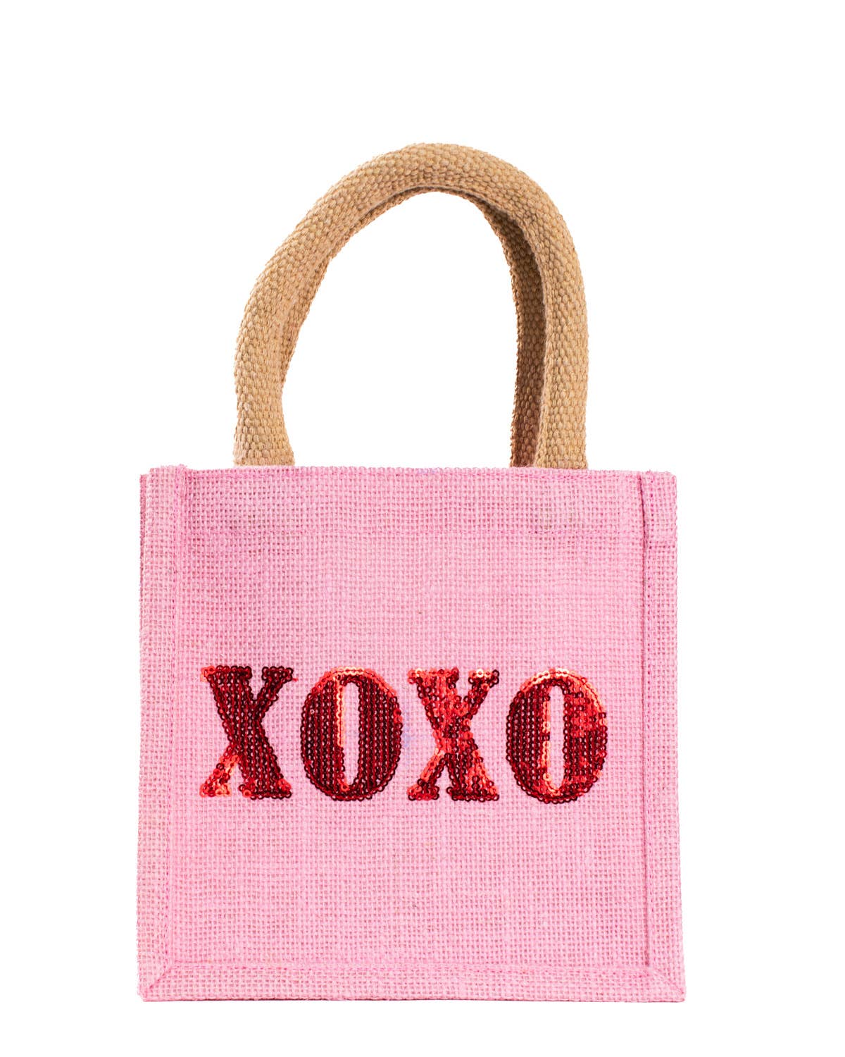 XOXO Sequin Petite Gift Tote Pink/Red 7x7x5