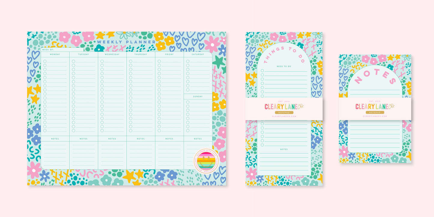 Notepad | 4"x6" | Mint Rainbow Garden