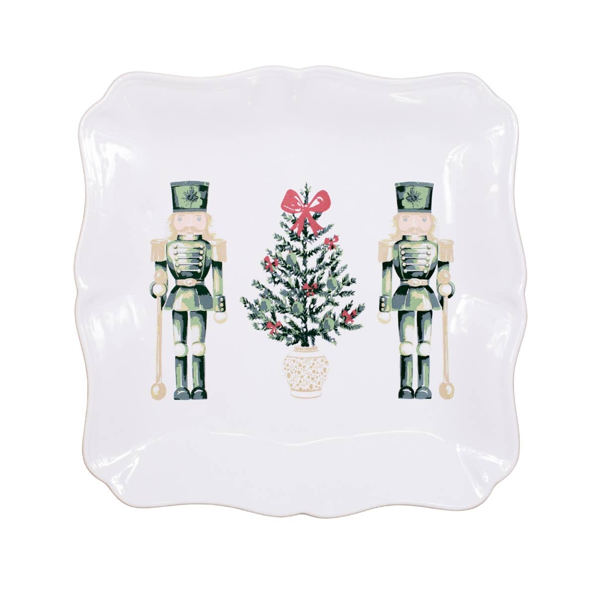 Watercolor Nutcracker Square Platter White/Multi 11.5x11.5