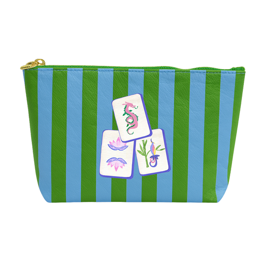 *NEW Mahjong Bag Preppy tile bag | green & blue stripe