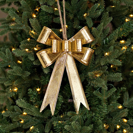 Dazzling Gold Metal Bow Ornament Large