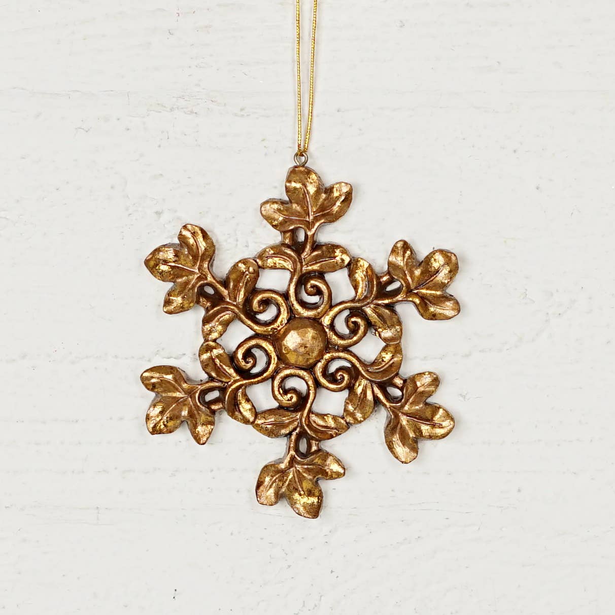 Polyresin Golden Snowflake Ornament 4.5"