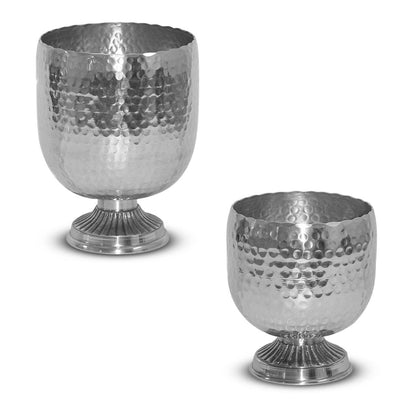 Aluminum Hammered Pedestal Wine Chiller, Set of 2