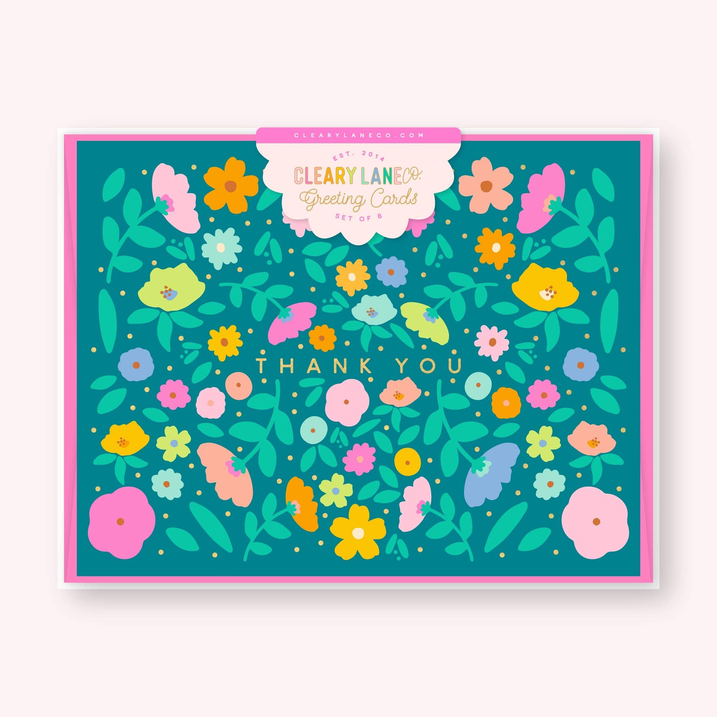 Emerald Rainbow Petals Thank You Greeting Card Box Set