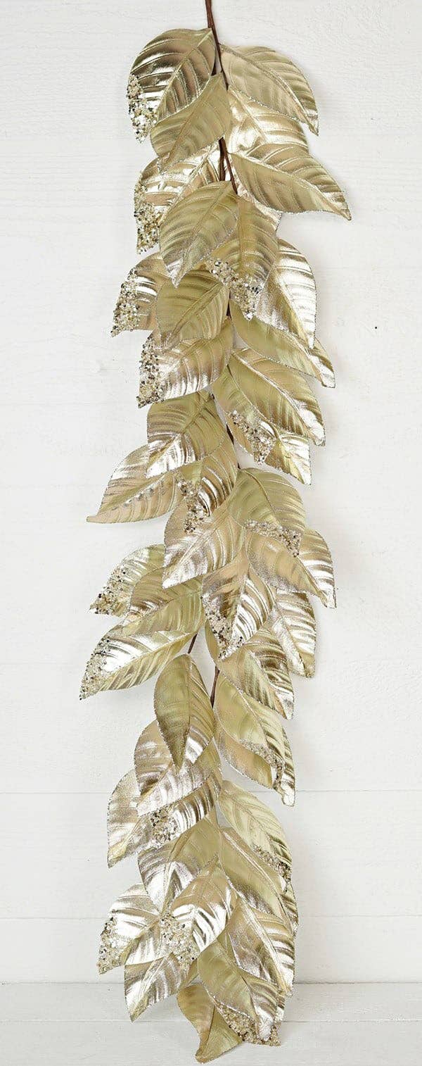 4FT GARALND-CHAMPAIGN METALIC MAGNOLIA LEAVES