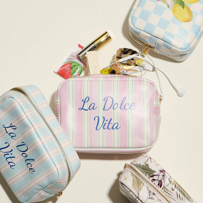 Lemon Gingham Cosmetic Pouch: YL / ONE