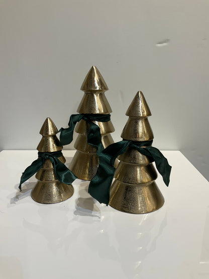 Gold Set of 3 Holiday Tree, metal