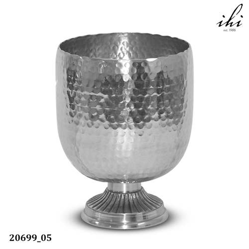 Aluminum Hammered Pedestal Wine Chiller, Set of 2
