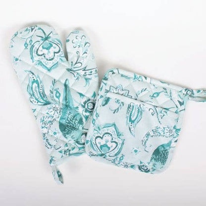 Coastal Seafoam Oven Mitt Set