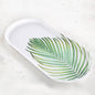 Tobago Palm Melamine Platter   White/Green   17.5x8