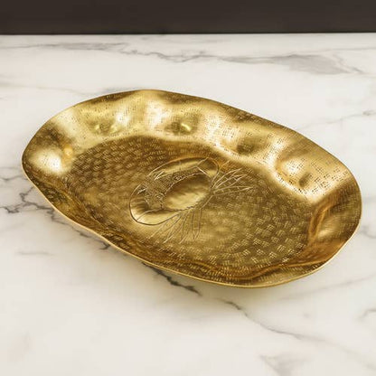 Golden Oval Crab Etch Tray 15 inch