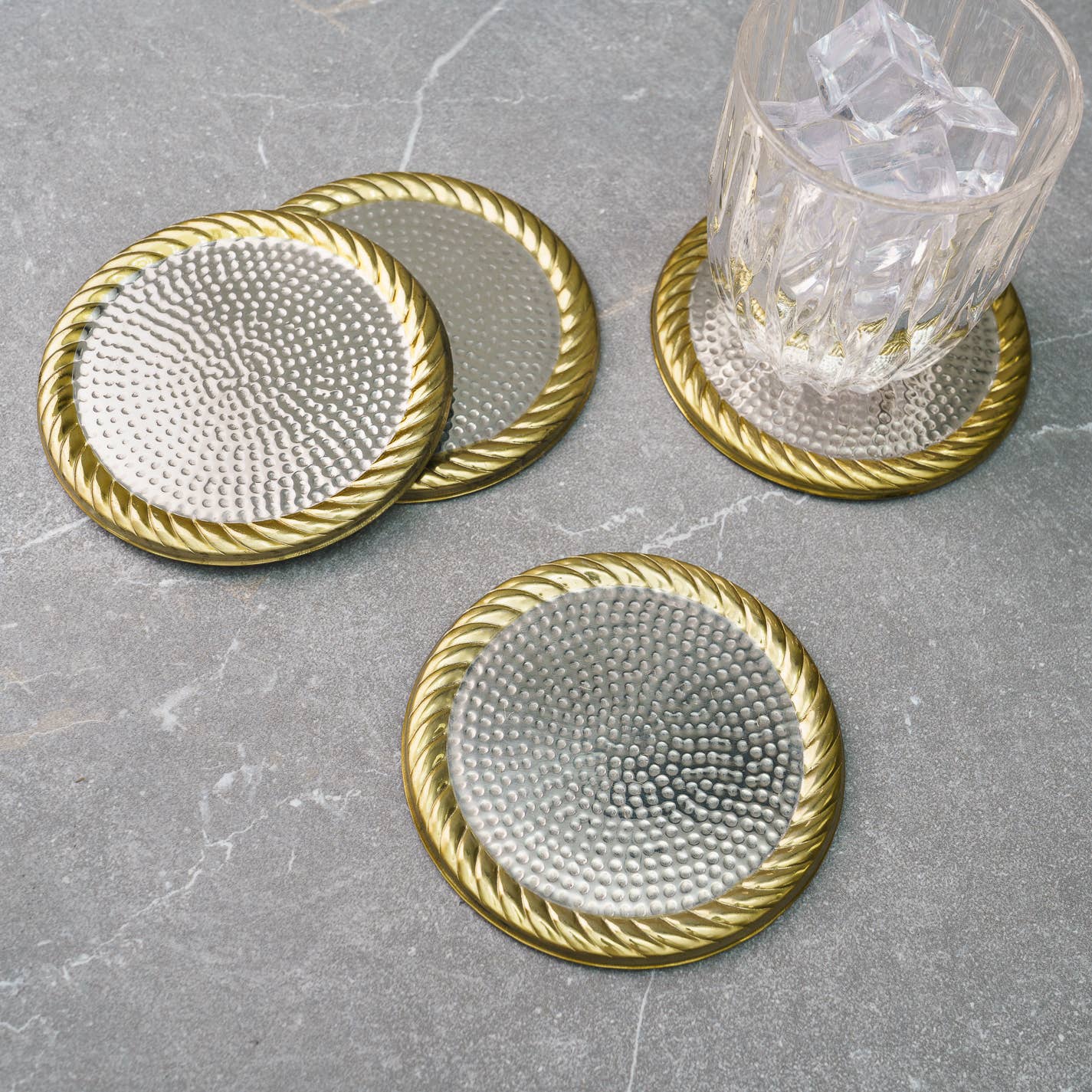 Golden Rope Border Coasters, Set of 4