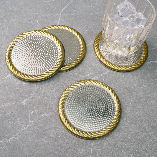 Golden Rope Border Coasters, Set of 4