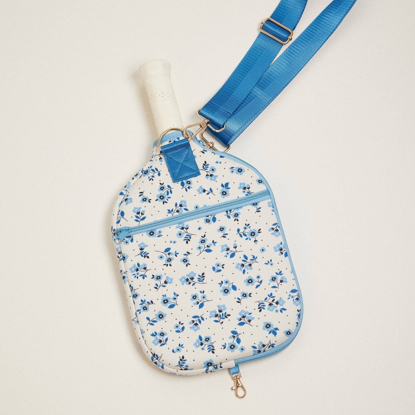 Blue-Floral-Neoprene-Pickleball-Paddle-Bag: Blue / One / 5AG78020