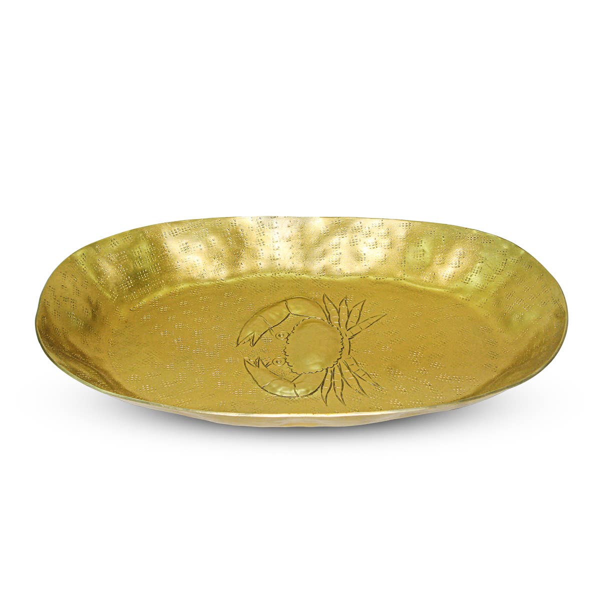 Golden Oval Crab Etch Tray 15 inch