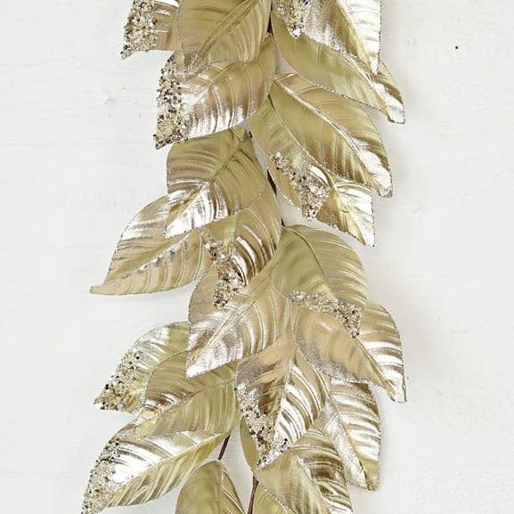 4FT GARALND-CHAMPAIGN METALIC MAGNOLIA LEAVES