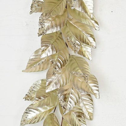 4FT GARALND-CHAMPAIGN METALIC MAGNOLIA LEAVES