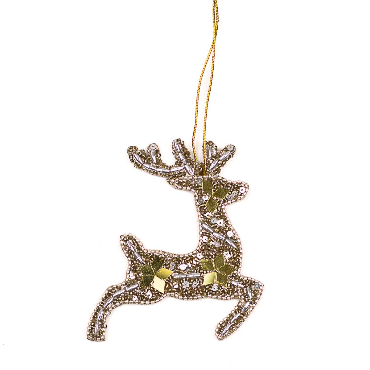 Leaping Sparkle Deer Ornament   Gold   3x4