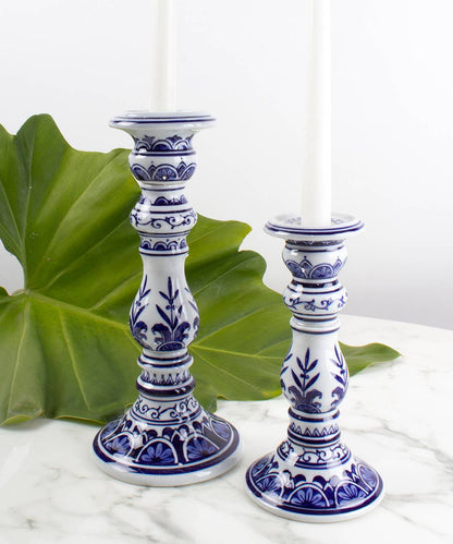 Blue Chinoiserie Candlestick Set - Small