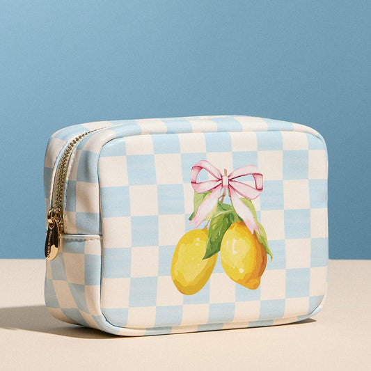 Lemon Gingham Cosmetic Pouch: YL / ONE