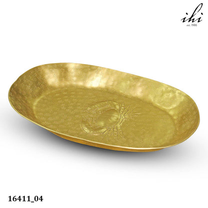 Golden Oval Crab Etch Tray 15 inch