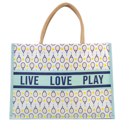 Tennis Love Juco Tote   Sky/Navy/White   19x14x7.5