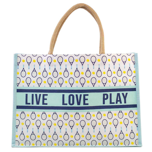 Tennis Love Juco Tote   Sky/Navy/White   19x14x7.5