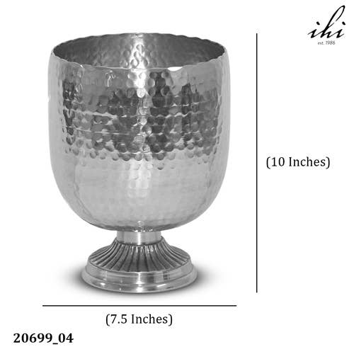 Aluminum Hammered Pedestal Wine Chiller, Set of 2