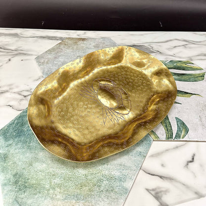Golden Oval Crab Etch Tray 15 inch