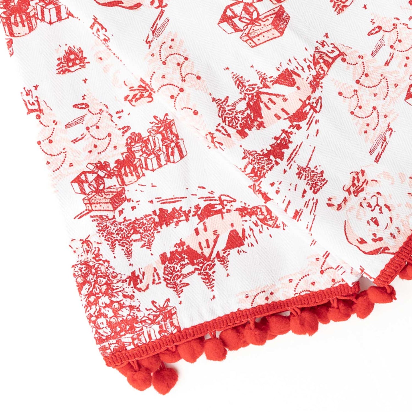 Santa Toile Tassel Kitchen Towel Set