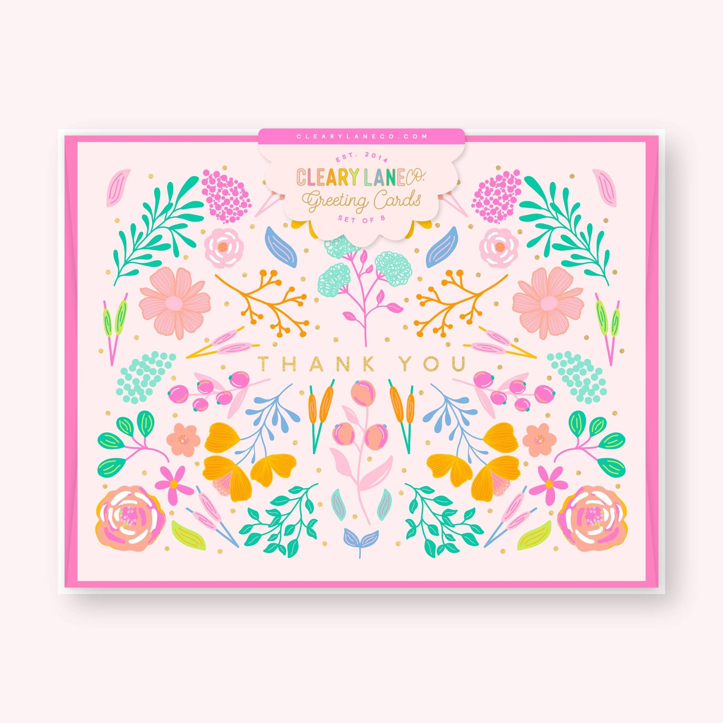 Blush Rainbow Forest Thank You Greeting Card Box Set