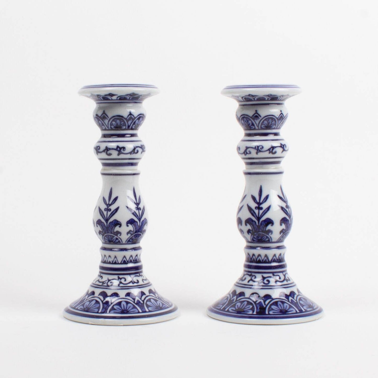 Blue Chinoiserie Candlestick Set - Small
