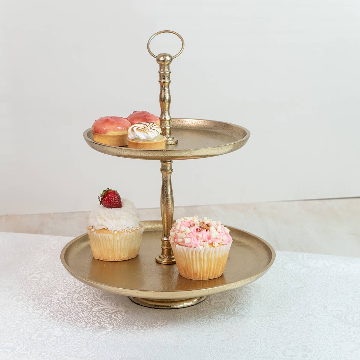 Gold Textured 2-Tier Stand