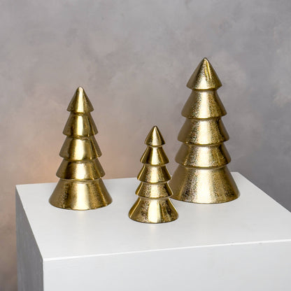 Gold Set of 3 Holiday Tree, metal