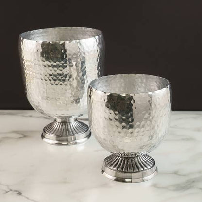 Aluminum Hammered Pedestal Wine Chiller, Set of 2