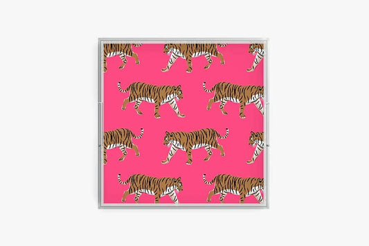 Tiger Acrylic Tray | Acrylic Tray | Dinner Table Tray: Pink / 12 x 12